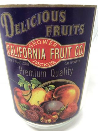 California Fruit Co San Francisco Vintage Glass Jar Great Label