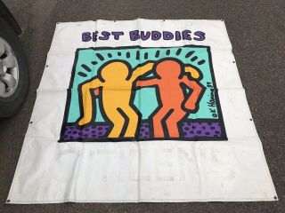 Vintage 1989 Keith Haring Best Buddies Banner Nylon Banner Pop Up Sign Best Buds
