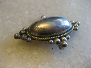 Vintage Oval Dome Shaped Sterling Pin Brooch Or Pendant / Mexico /