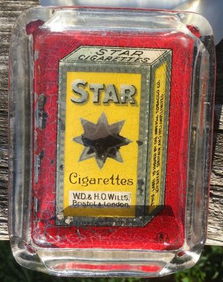 Vintage Star ⭐️ Cigarettes Glass Ashtray=w.  D.  &h.  O Wills Bristol London
