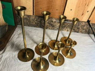 Set of 7 Vintage Brass Graduated Candlestick Candle Holders 3 