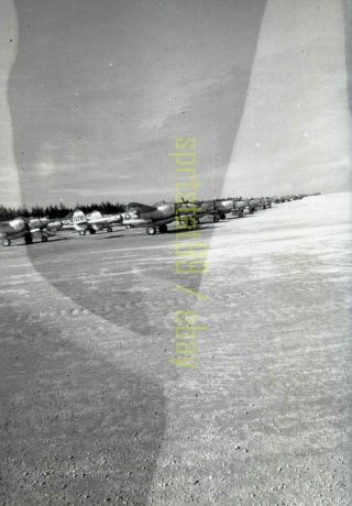 Us Navy Air Strip - Lockheed P - 38 Lightning - World War 2 Wwii - Vtg Negative