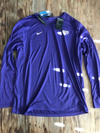 With Tags Nike Tcu Horned Frogs - Purple Dri - Fit Long Sleeve Shirt Xl