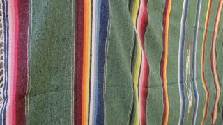 Vintage Mexican Blanket Striped Saltillo Tapestry Serape Fringe Large 91 x 60 3