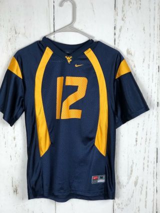 Nike West Virginia Mountaineers 12 Football Jersey Youth Med Boys Kids Euc