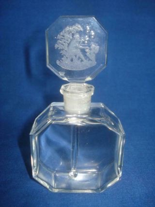 Fine Antique Czech Crystal Perfume Bottle Heinrich Hoffmann Pan & Cupid Art Deco