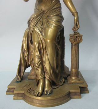 Fine FRENCH ART NOUVEAU Bronze Sculpture of Maiden w/ Rose c.  1890 antique 3