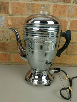 Vintage Forman Family Chrome Brass Percolator Coffee Pot Maker