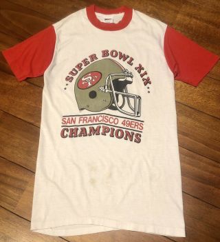 Vintage 1984 San Francisco 49ers Bowl Xix Champions T - Shirt Small / Medium