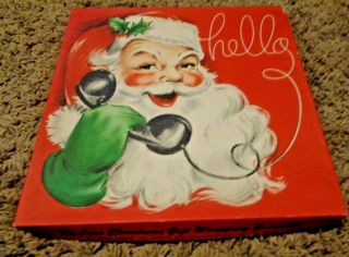 Vintage Deluxe Christmas Gift Wrap Paper Box 20,  Sheets Santa 1950s