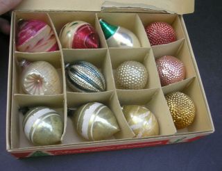 Vintage Glass Christmas Tree Boxed Ornaments (12)