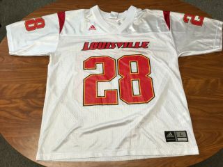Mens Lightly Worn Adidas Louisville Cardinals White Football Jersey Size Large