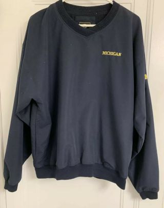 University Of Michigan Vintage Lined Pullover Windbreaker.  Med Outstanding Cond.