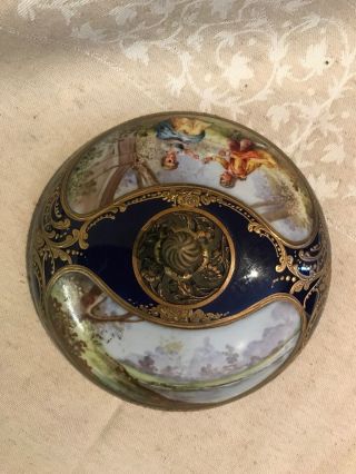 ANTIQUE 17C FRENCH “SEVRES” HAND PAINTED PORCELAIN AND BRONZE VASE - o158 3
