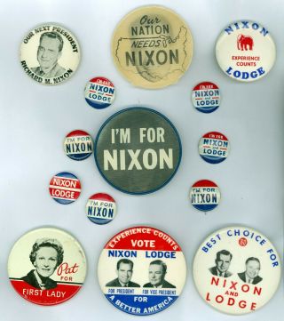 14 Vtg 1960 President Richard Nixon Political Campaign Pinback Buttons Our Next