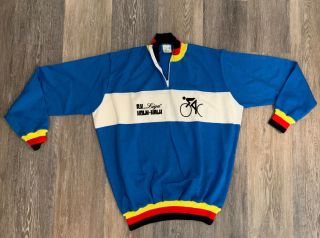 Vintage Cycling Sweater R.  V.  Liga Köln - Kalk Blue And White Medium 54
