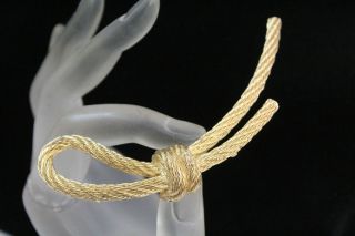 Vintage Christian Dior Knotted Rope Gold Plated Brooch Pin 3.  5 "