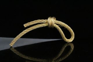 Vintage CHRISTIAN DIOR Knotted Rope Gold Plated Brooch Pin 3.  5 