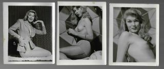 Vintage Risque Pinup Photos 3 Of Cute Blonde Woman Posed Nude & W Clothes 1950s