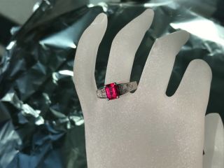 Vintage $7500 Certified 2.  50 Carats Vivid Red Ruby And Diamond Platinum Ring