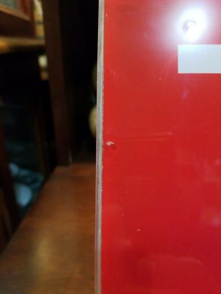 Vintage Glass Pay Phone Booth Sign Insert Red/ White 25.  5 