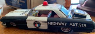 1960s Vintage Tin Litho Steel Toy Police Car Japan Ford Galaxie Highway Patrol