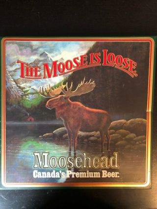 Vintage Moosehead Metal Beer Sign The Moose Is Loose Canada 