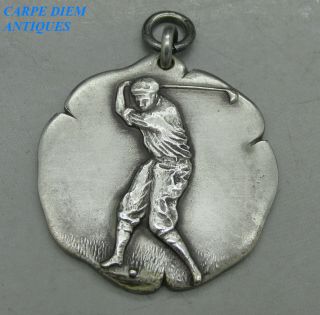 Vintage Solid Sterling Silver Golfing Medal Fv.  Burton.  Jr Powelton Club 1921