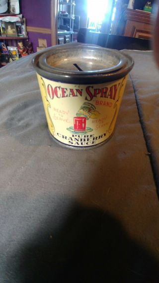 Vintage Ocean Spray Pure Cranberry Sauce Tin Can Coin Bank Piggy Cape Cod