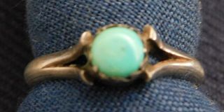 Native American Sterling Turquoise Cab Handmade Vintage Childs Ring Size 4.  5