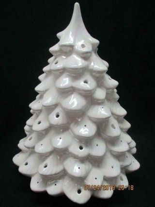 Vtg Holland Mold Iridescent White Handmade Ceramic Christmas Tree 12 - 1/2 "