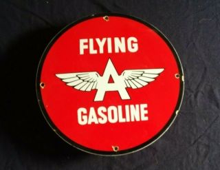 Vintage Flying " A " Gasoline / Motor Oil Porcelain Gas Pump Sign