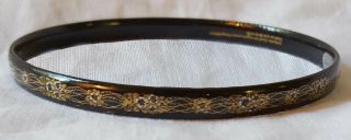 Vintage Michaela Frey Weiner Black White Flower Enamel Gold Bangle Bracelet Deco