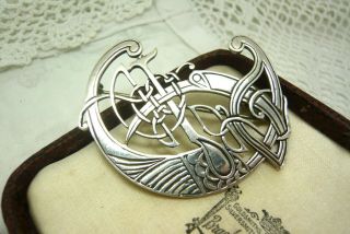 Vintage Sterling Silver Scottish/celtic Zoomorphic Book Of Kells Brooch Pin