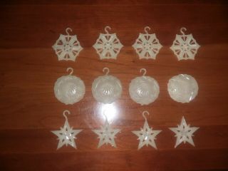1950 - 60s Vintage Christmas Ornaments Clear Hard Plastic Snow Flakes Celluloid 13