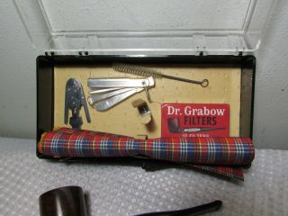 RARE Vintage 1950 ' s Dr.  Grabow Riviera Estate Pipe Gift Set W Case & Accessories 2