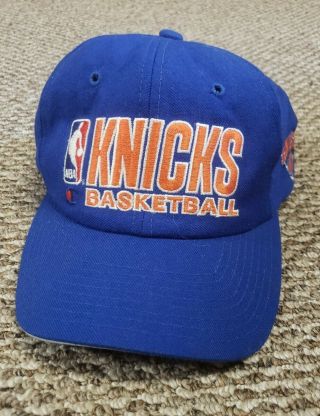 Vintage 90s York Knicks Champion Blue Hat Cap Snapback Vtg Near Perfect