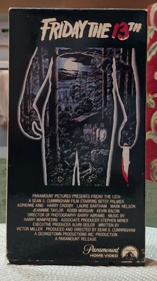 Friday The 13th Vhs Vintage 1st Slip Release Paramount 1980