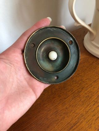 Vintage Reclaimed Antique Brass Door Bell Push Press Ceramic Button