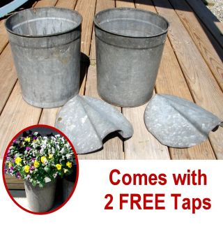 2 Vintage Vermont Maple Sap Buckets,  Covers,  Taps Country Farmhouse Spring Flowers