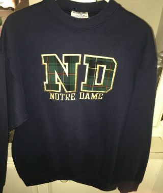 Vintage velva sheen University of Notre Dame Embroidered Sweatshirt Sz L irish 2