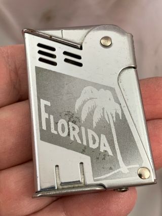 Vintage Imco Solo Squeeze Mechanism Pocket Lighter - Florida Scene