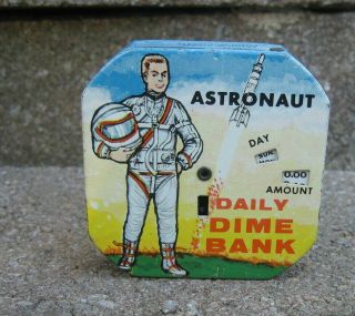 Vintage Toy Bank Astronaut Daily Dime Bank.  Kalon Mfg Corp