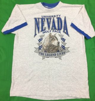 Vtg 1992 University Of Nevada Wolf Pack Ncaa The Legend Lives T - Shirt Men 
