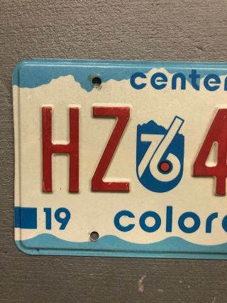 VINTAGE 1976 COLORADO LICENSE PLATE BI - CENTENNIAL RED/WHITE/BLUE HZ - 4665 1976 2