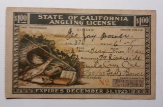1923 California Fishing License