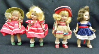 Set Of 4 Vintage 1940 - 60s Vogue Ginny Hard Plastic 7 " Dolls Clothes