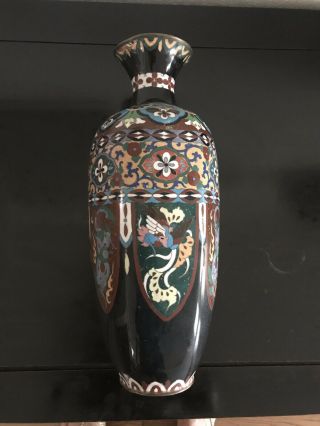 Large,  Antique 19th C.  Japanese Cloisonne Enamel Floor Vase - 17in.