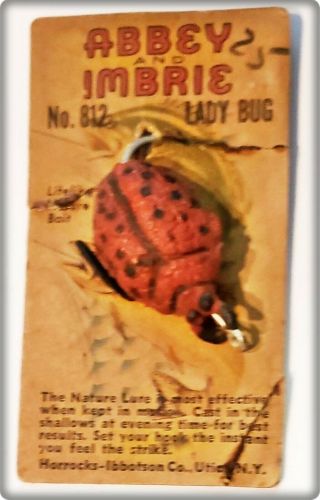Rare Abbey & Imbrie No 812 Fly Rod Lady Bug Lure On Card