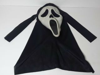 Vintage Scream Ghost Face Rubber Mask Easter Unlimited Glow In Dark With Hood